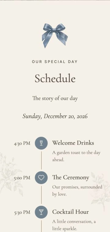 Regency Garden: real wedding schedule on a phone