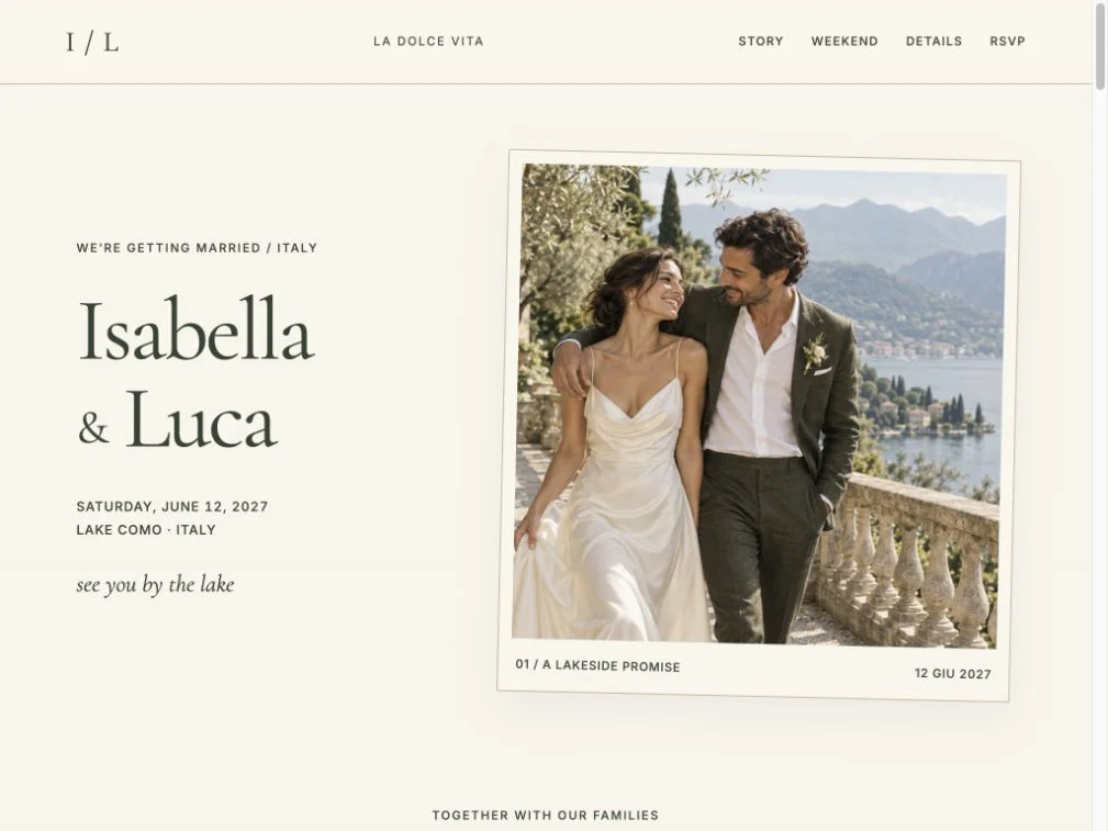 la dolce vita live invitation on desktop