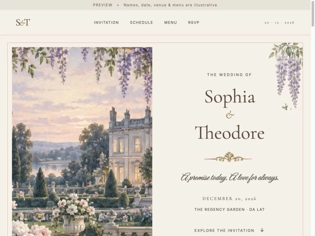 regency garden live invitation on desktop