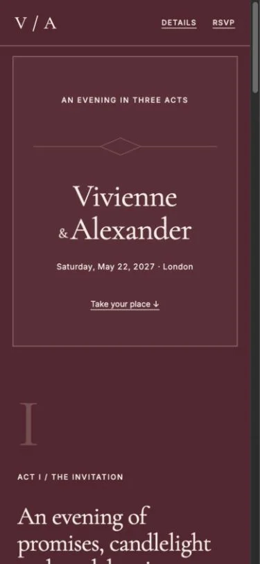 velvet theatre live invitation on mobile